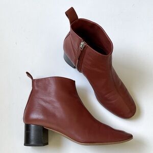 EVERLANE Day Boots Brick Red Soft Leather Zippper Side Size 6.5